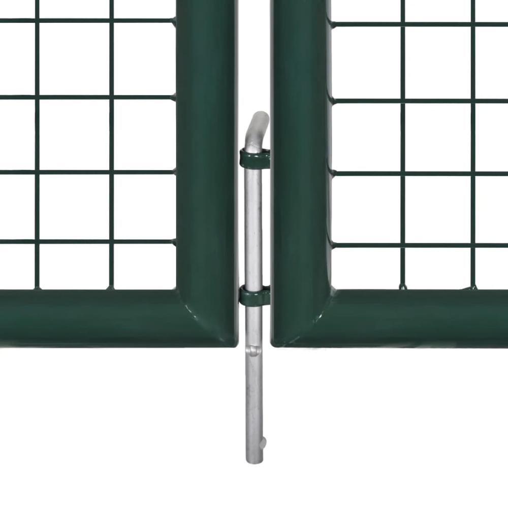 vidaXL Fence Gate Steel 120.5"x59.1" Green, 42979. Picture 5