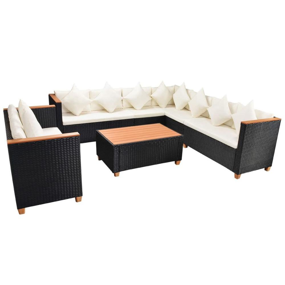 vidaXL 6 Piece Garden Lounge Set with Cushions Poly Rattan Black, 42996. Picture 4