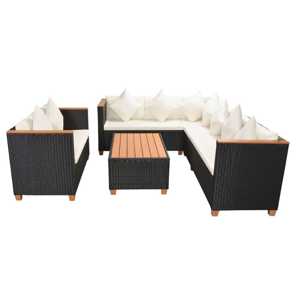 vidaXL 5 Piece Garden Lounge Set with Cushions Poly Rattan Black, 42998. Picture 2