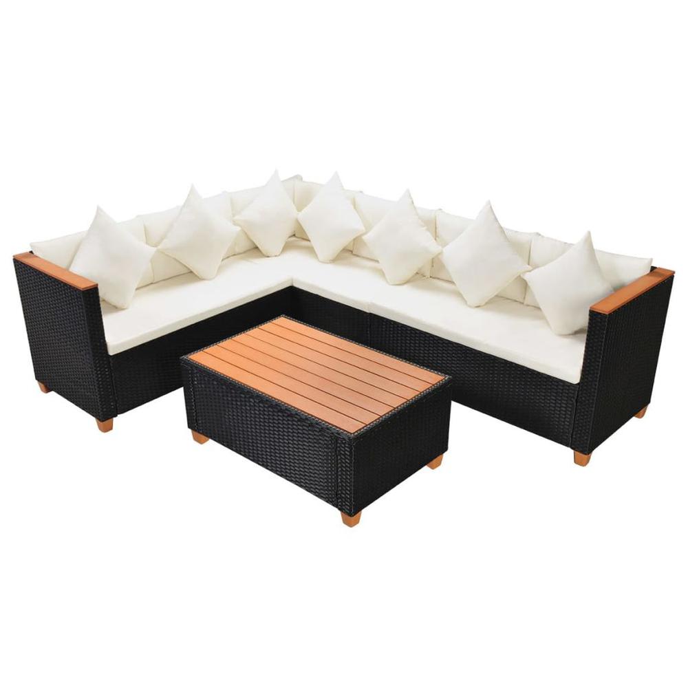 vidaXL 4 Piece Garden Lounge Set with Cushions Poly Rattan Black, 43000. Picture 2