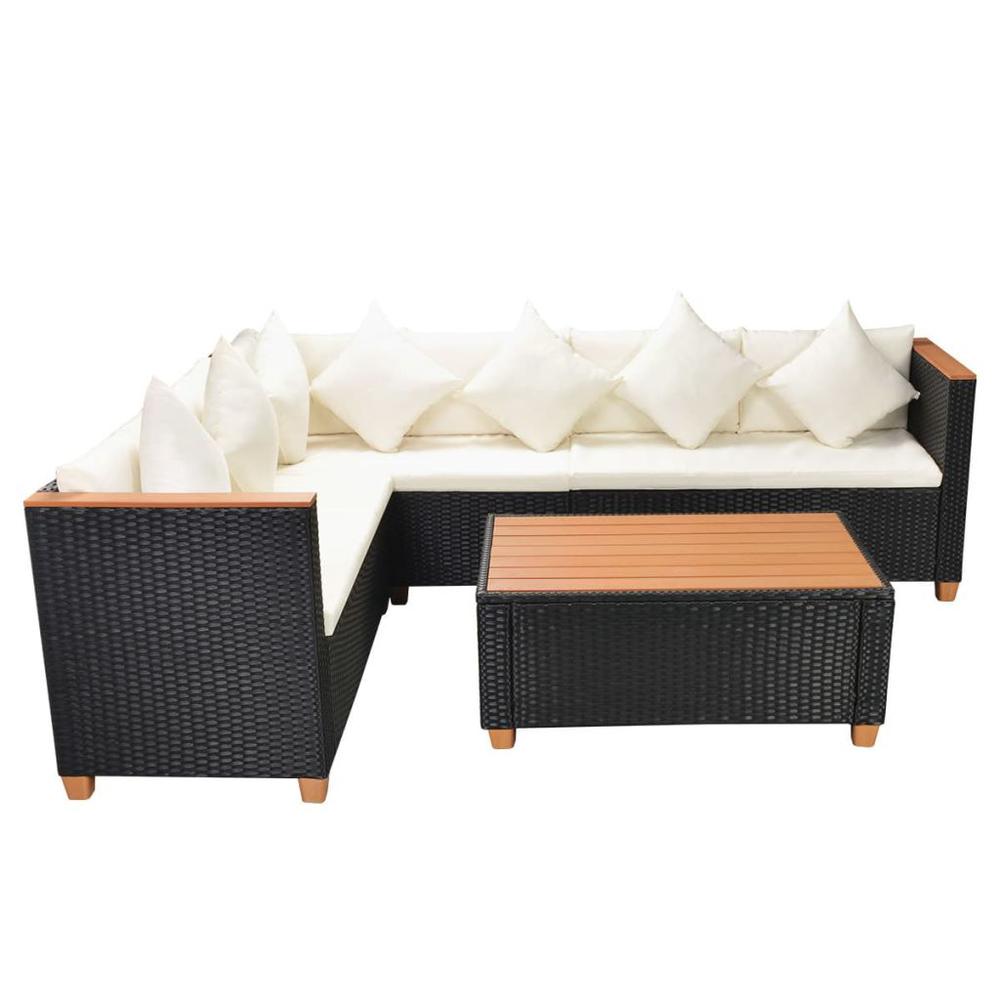 vidaXL 4 Piece Garden Lounge Set with Cushions Poly Rattan Black, 43000. Picture 4
