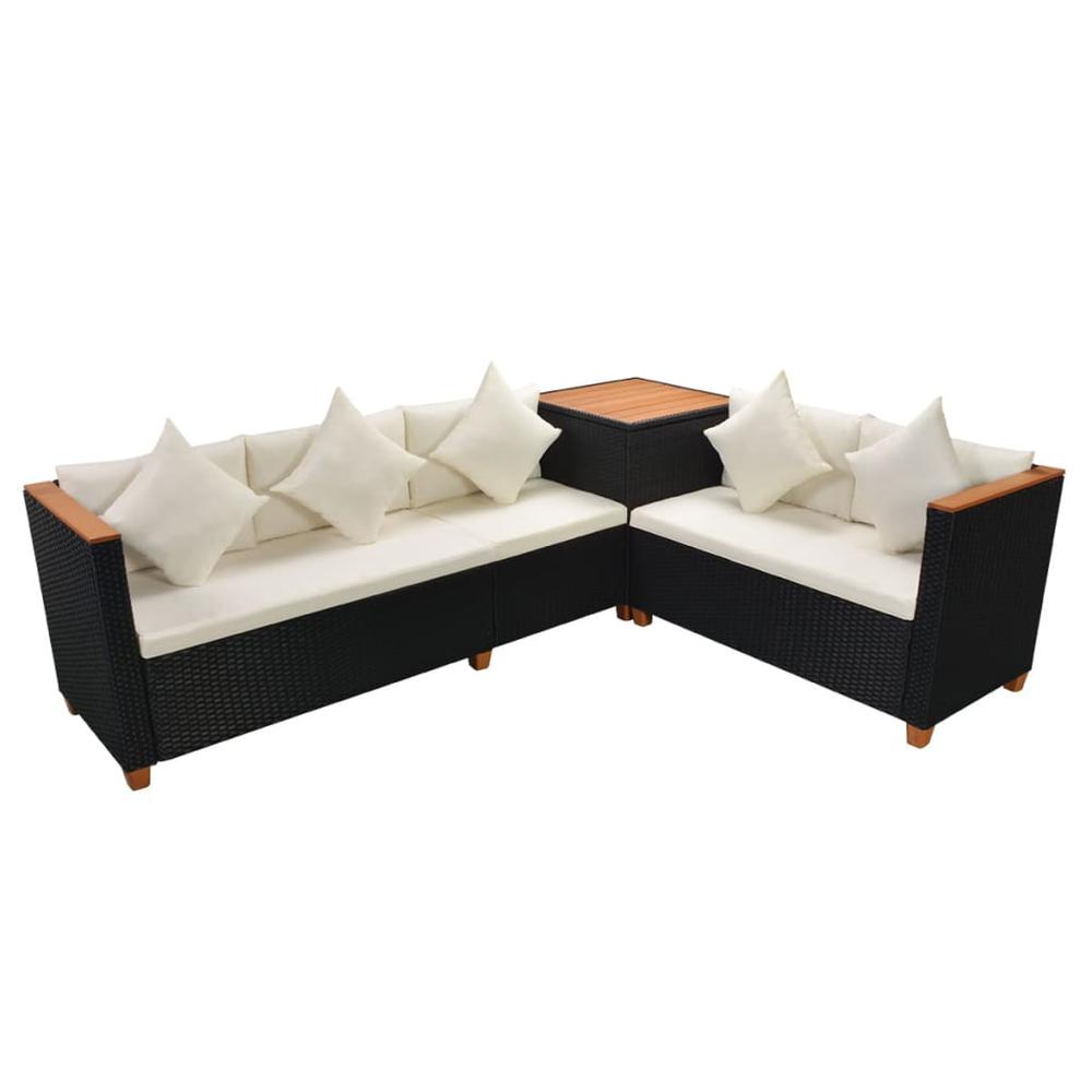 vidaXL 7 Piece Garden Lounge Set with Cushions Poly Rattan Black, 43004. Picture 6