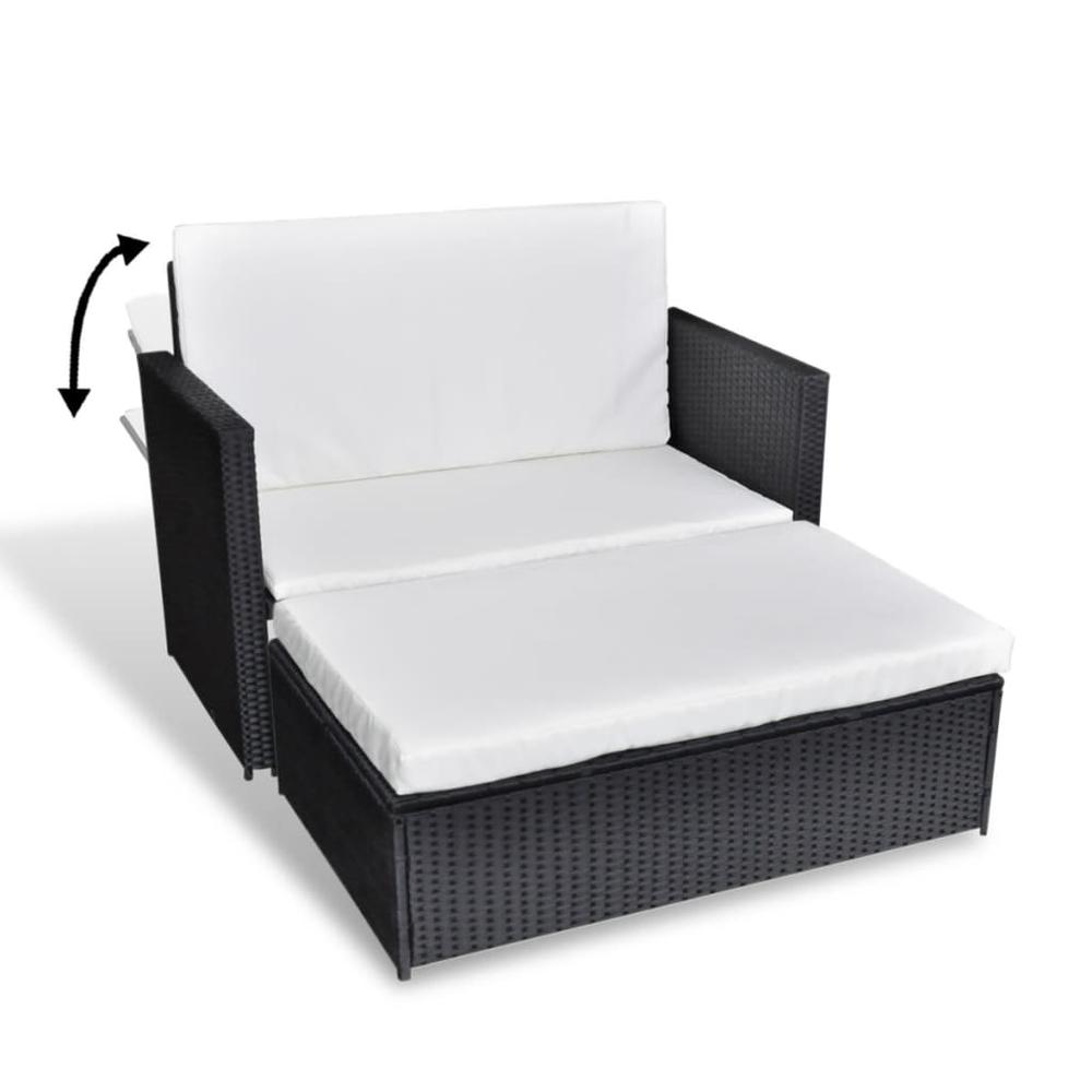 vidaXL 2 Piece Garden Lounge Set with Cushions Poly Rattan Black, 43071. Picture 3