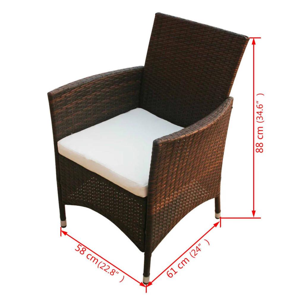 vidaXL 9 Piece Outdoor Dining Set with Cushions Poly Rattan Brown, 43117. Picture 8