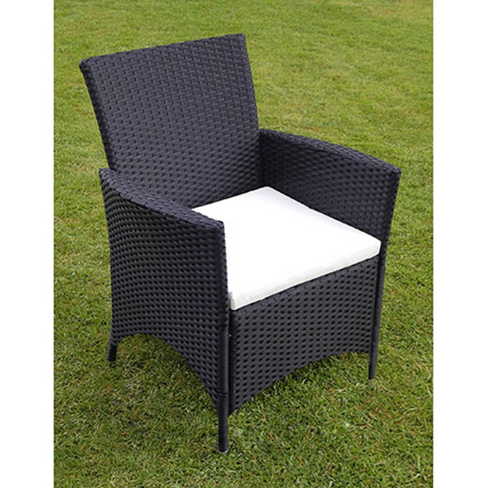 vidaXL 9 Piece Outdoor Dining Set with Cushions Poly Rattan Black, 43118. Picture 6