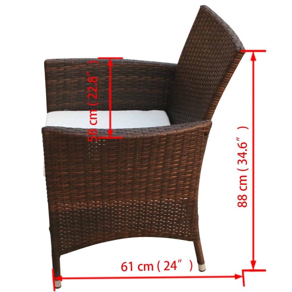vidaXL 7 Piece Outdoor Dining Set with Cushions Poly Rattan Brown, 43119. Picture 8