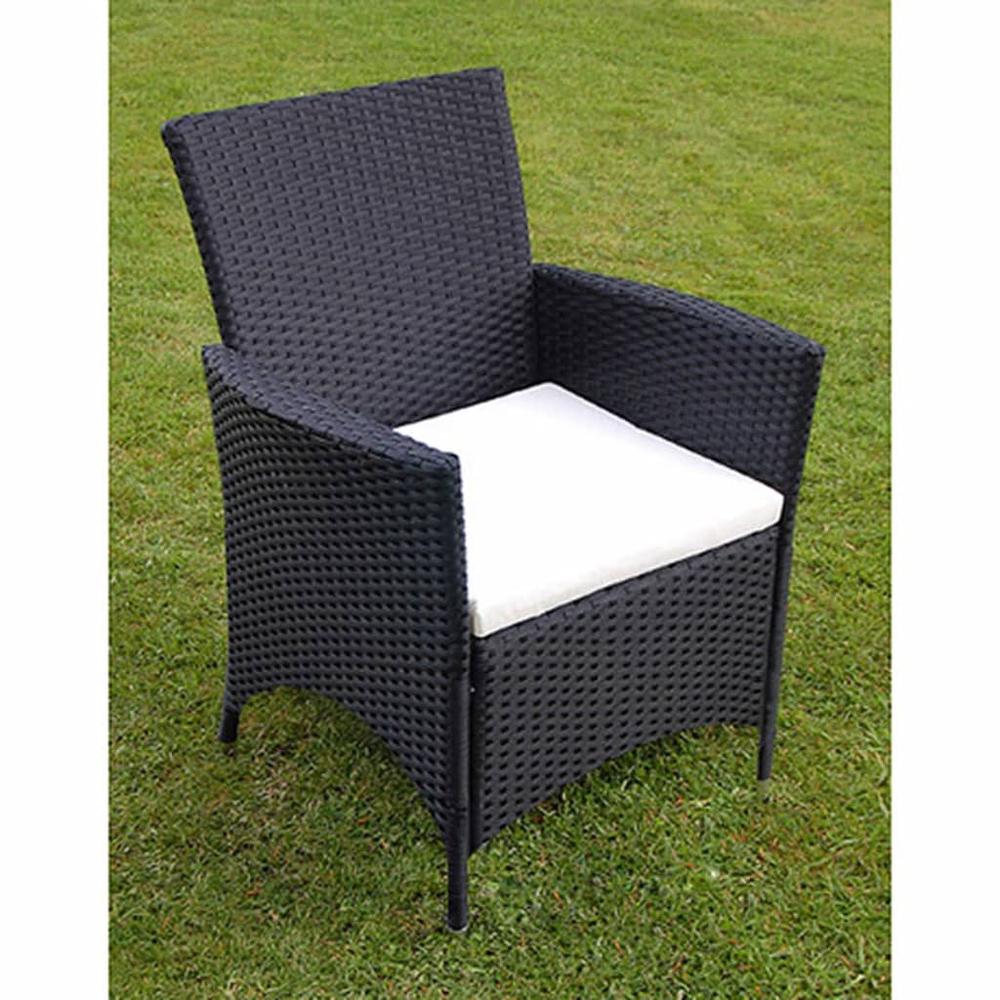 vidaXL 7 Piece Outdoor Dining Set with Cushions Poly Rattan Black, 43120. Picture 6