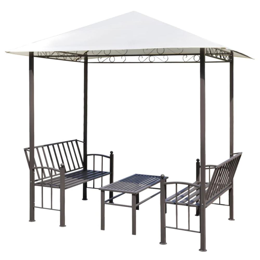 vidaXL Garden Pavilion with Table and Benches 8.2'x4.9'x7.9', 43218. Picture 2