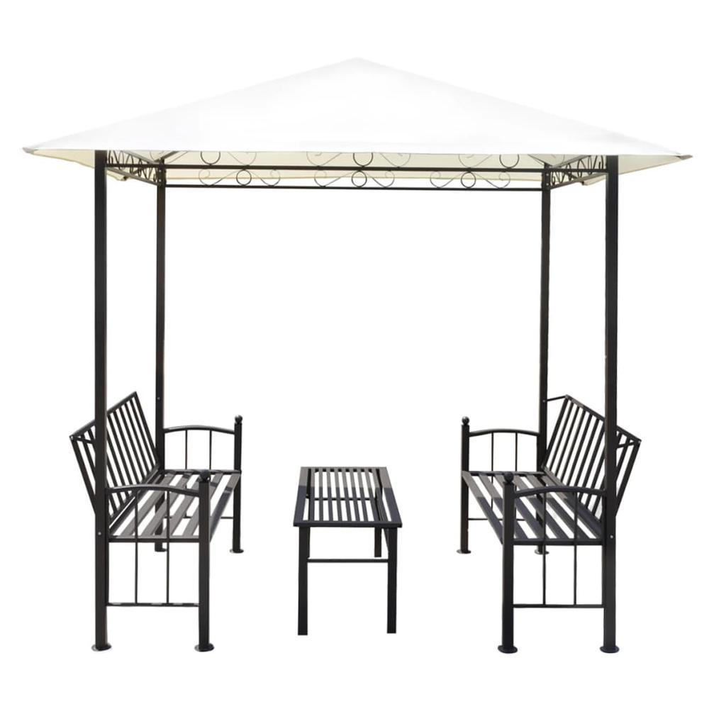 vidaXL Garden Pavilion with Table and Benches 8.2'x4.9'x7.9', 43218. Picture 4