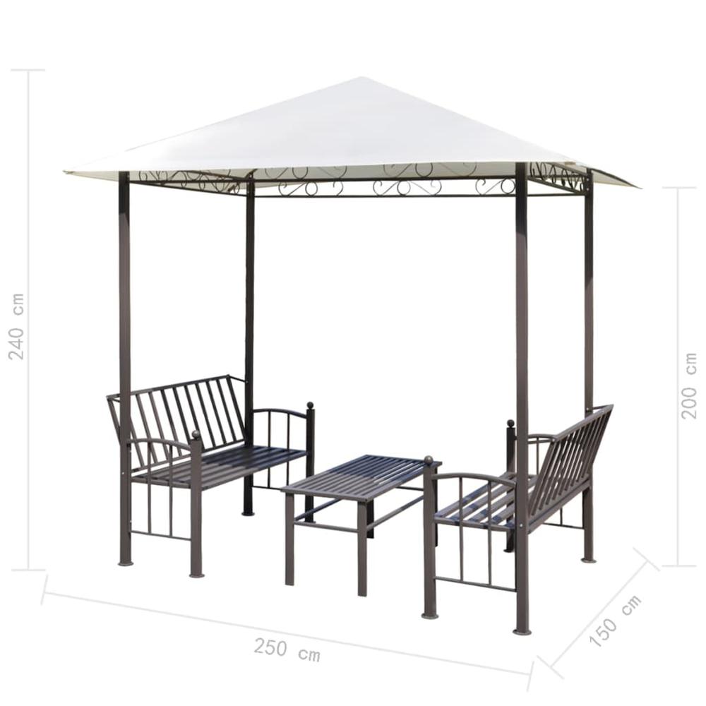 vidaXL Garden Pavilion with Table and Benches 8.2'x4.9'x7.9', 43218. Picture 6