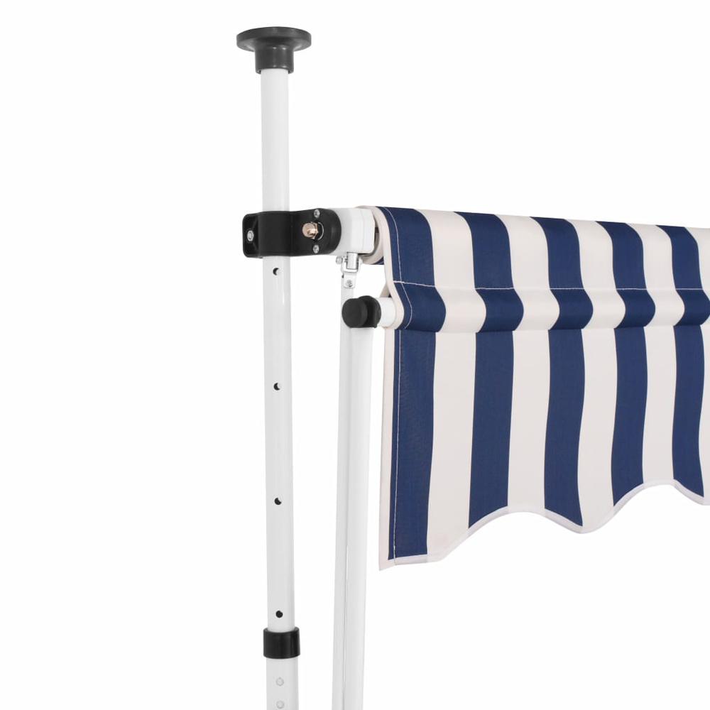 vidaXL Manual Retractable Awning 59" Blue and White Stripes, 43219. Picture 2