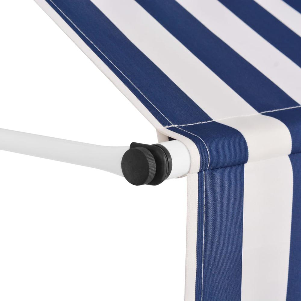 vidaXL Manual Retractable Awning 59" Blue and White Stripes, 43219. Picture 3