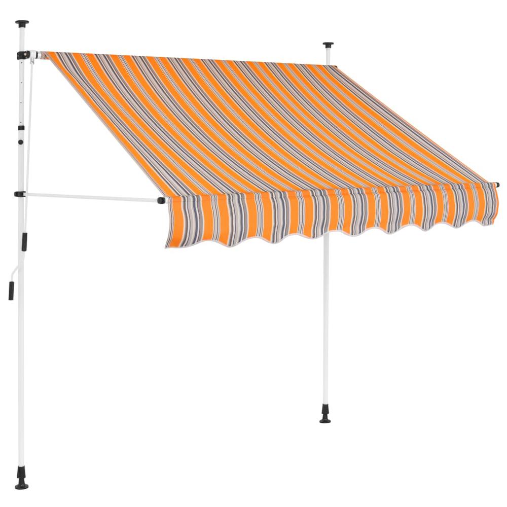 vidaXL Manual Retractable Awning 59" Yellow and Blue Stripes, 43225. Picture 1