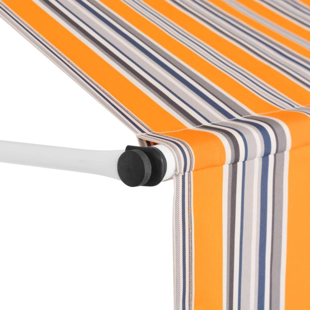 vidaXL Manual Retractable Awning 78.7" Yellow and Blue Stripes, 43226. Picture 3
