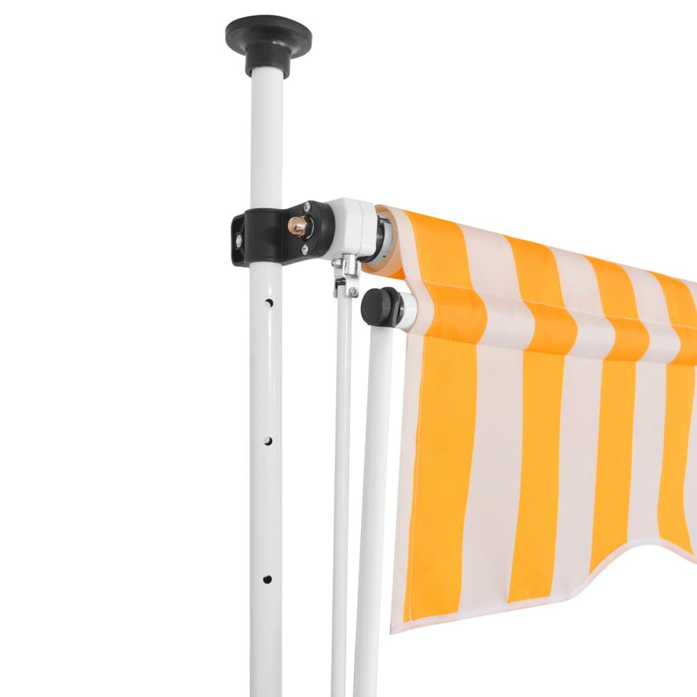 vidaXL Manual Retractable Awning 59" Yellow and White Stripes, 43231. Picture 2