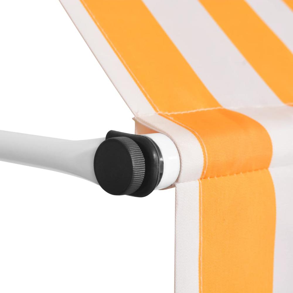 vidaXL Manual Retractable Awning 59" Yellow and White Stripes, 43231. Picture 3
