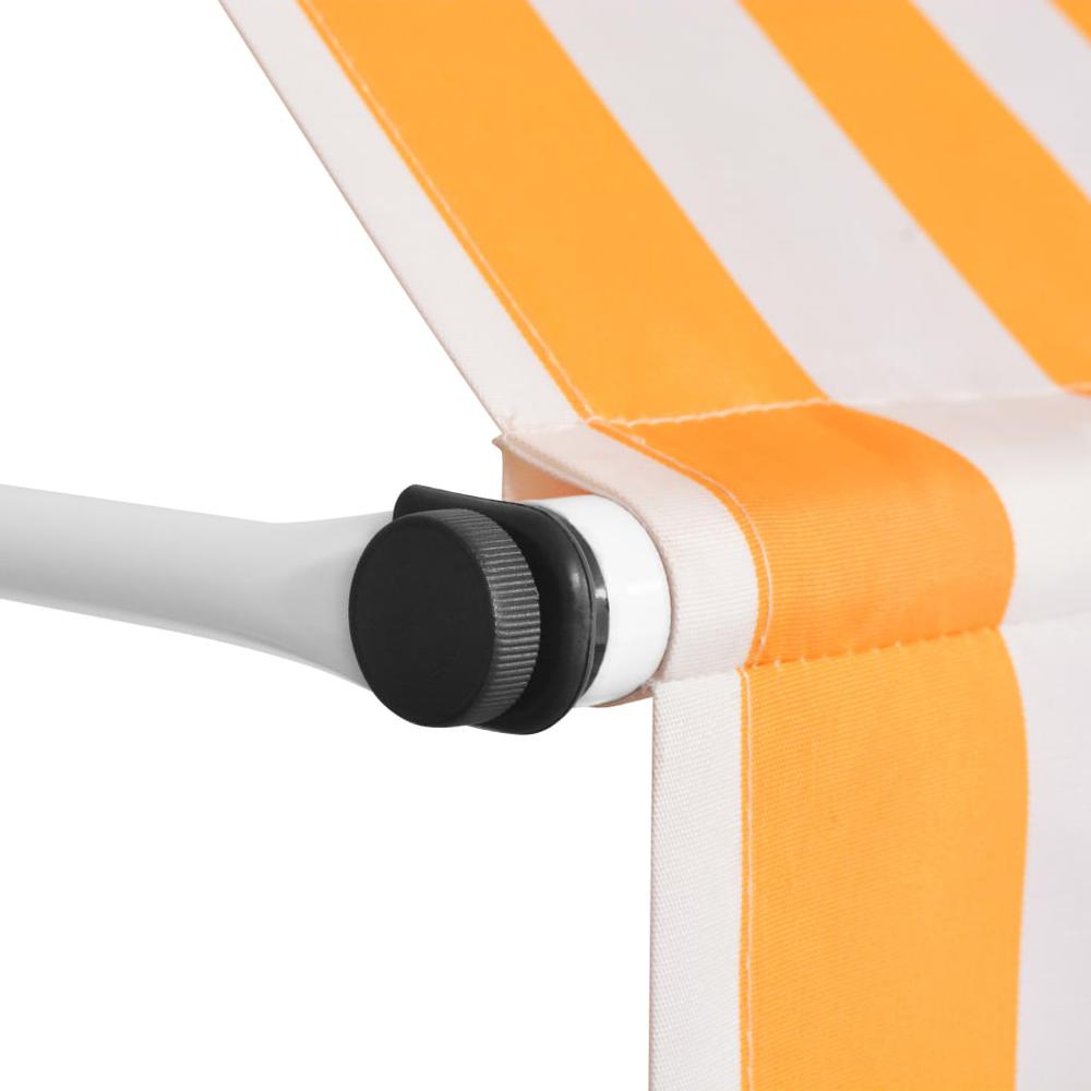 vidaXL Manual Retractable Awning 78.7" Yellow and White Stripes, 43232. Picture 3