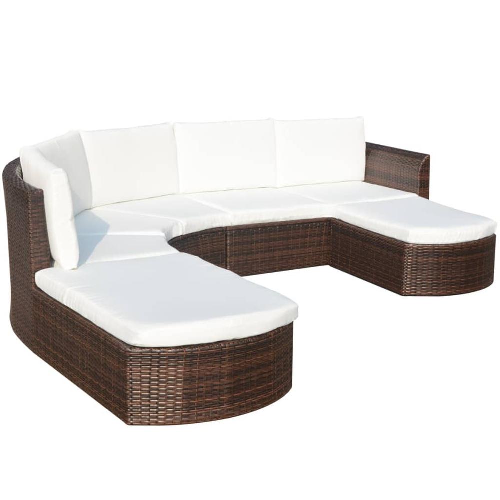 vidaXL 4 Piece Garden Lounge Set with Cushions Poly Rattan Brown, 43298. Picture 4
