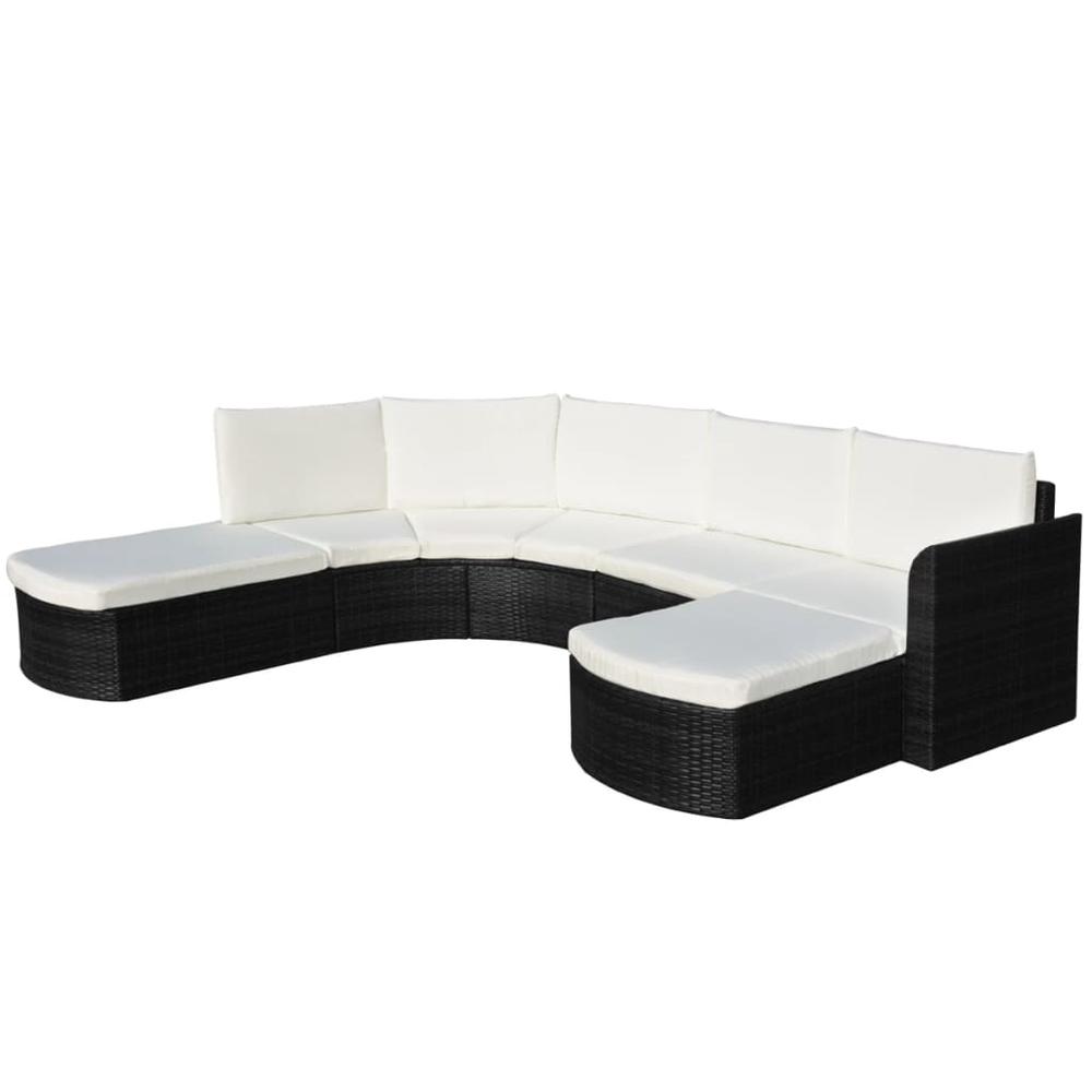 vidaXL 4 Piece Garden Lounge Set with Cushions Poly Rattan Black, 43299. The main picture.