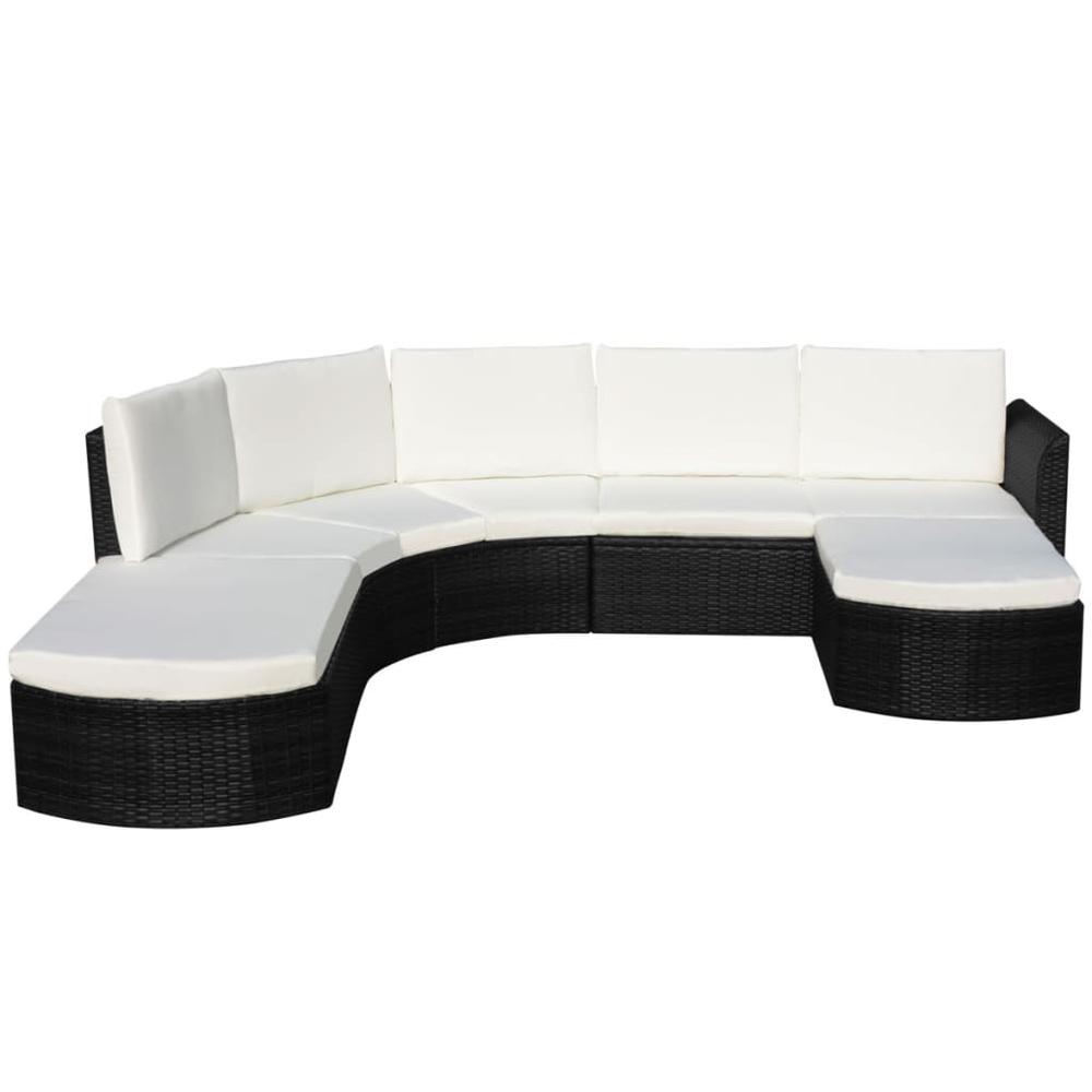 vidaXL 4 Piece Garden Lounge Set with Cushions Poly Rattan Black, 43299. Picture 3