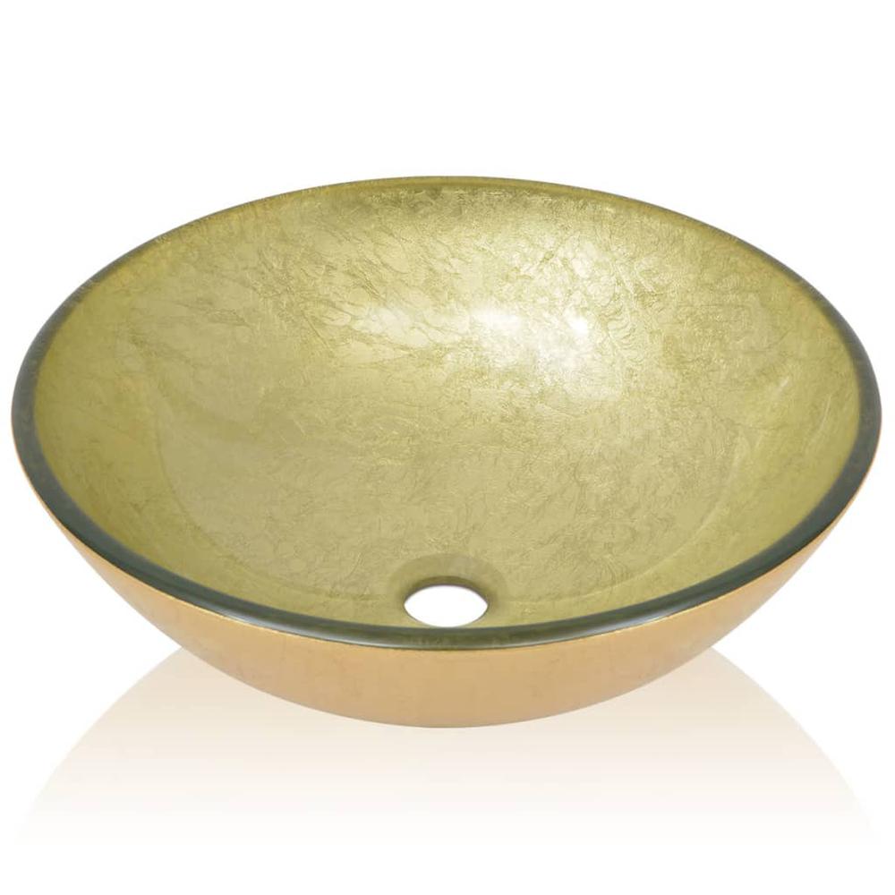 Basin Tempered Glass 16.5" Gold. Picture 2