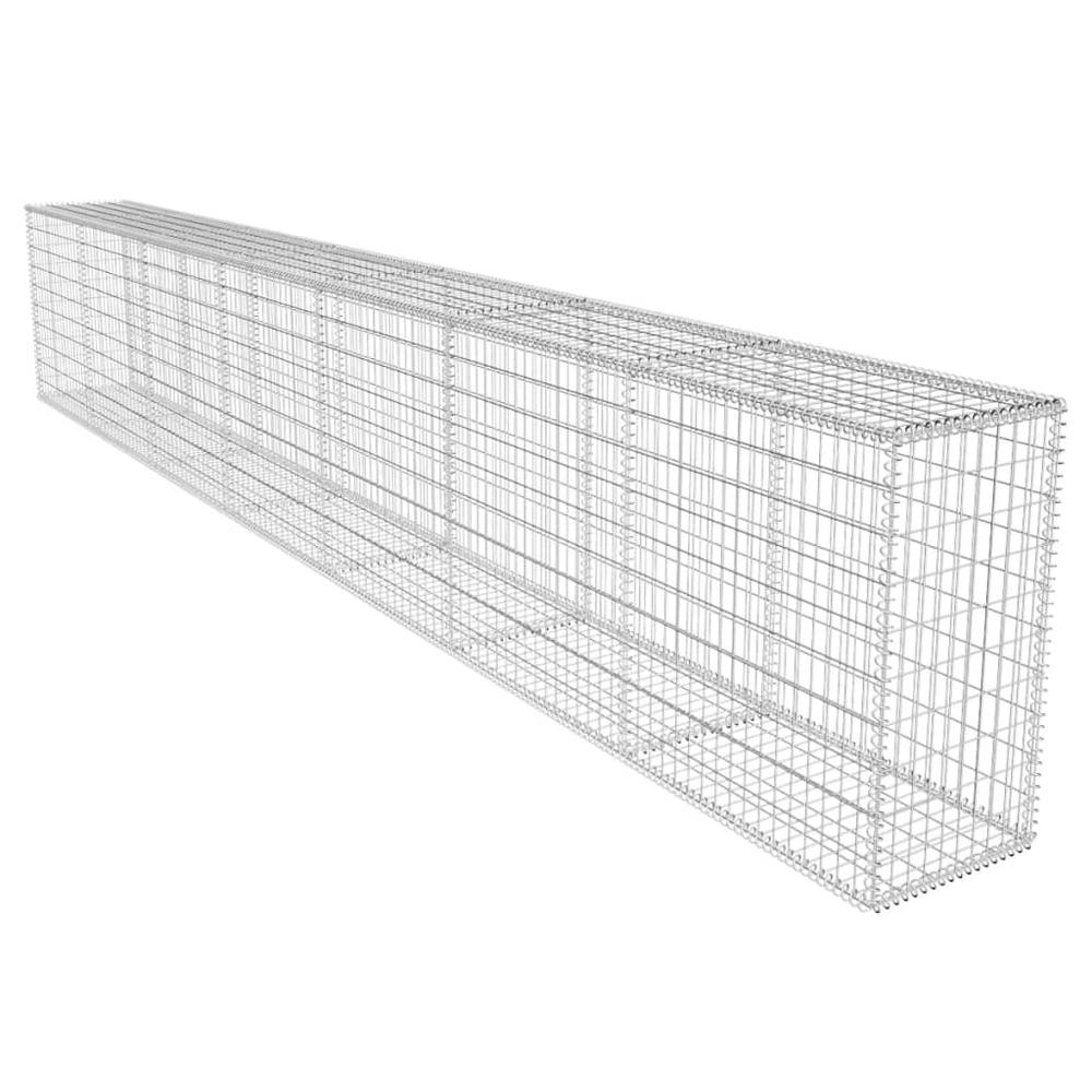 vidaXL Gabion Wall with Cover Galvanised Steel 19.7'x1.6'x3.3', 142530. Picture 2