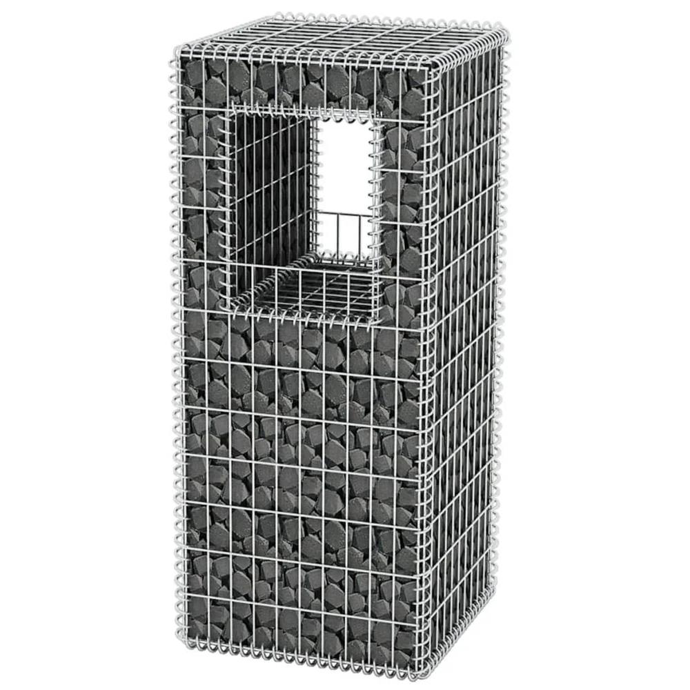 vidaXL Gabion Basket Post/Planter Steel 19.7"x19.7"x47.2", 142543. Picture 4