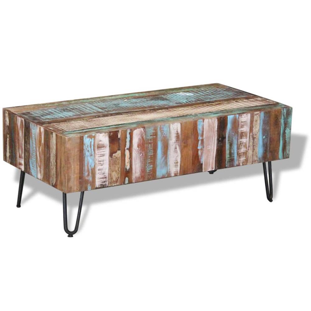 vidaXL Coffee Table Solid Reclaimed Wood 39.4"x19.7"x15", 243455. Picture 2