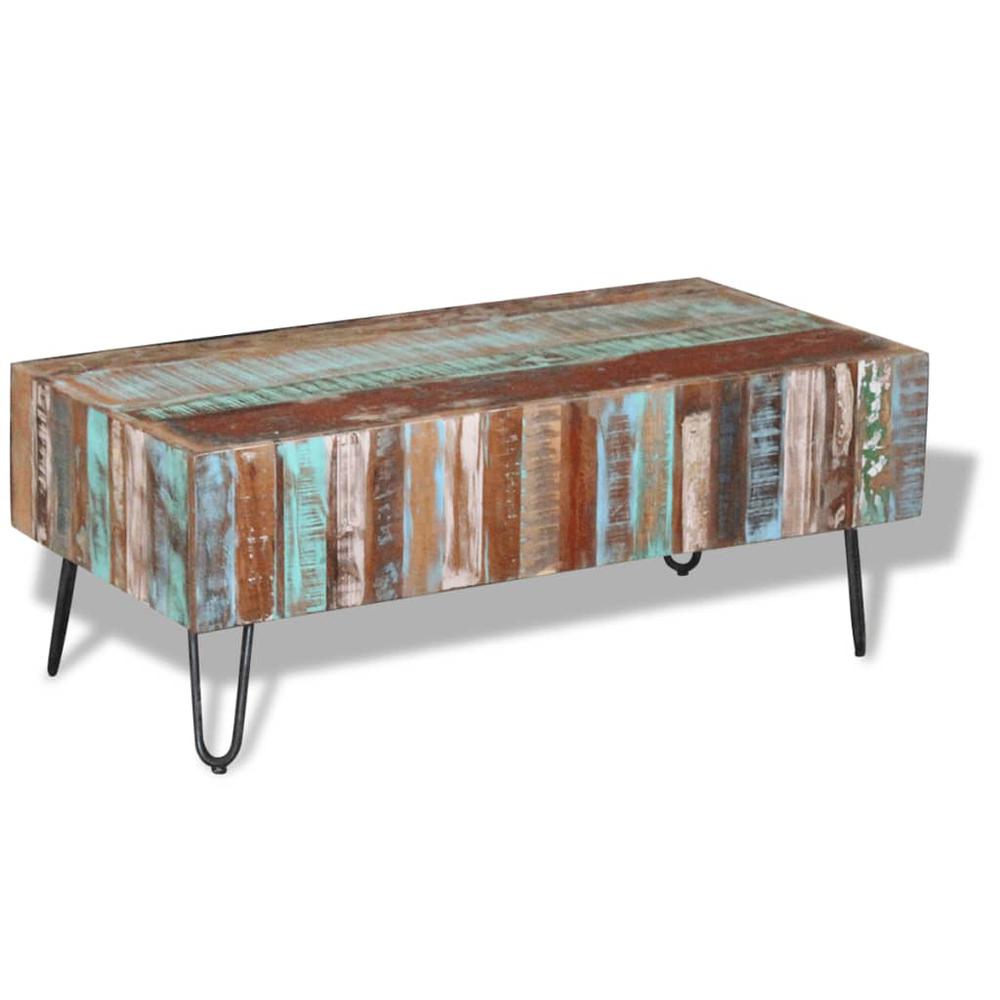 vidaXL Coffee Table Solid Reclaimed Wood 39.4"x19.7"x15", 243455. Picture 3