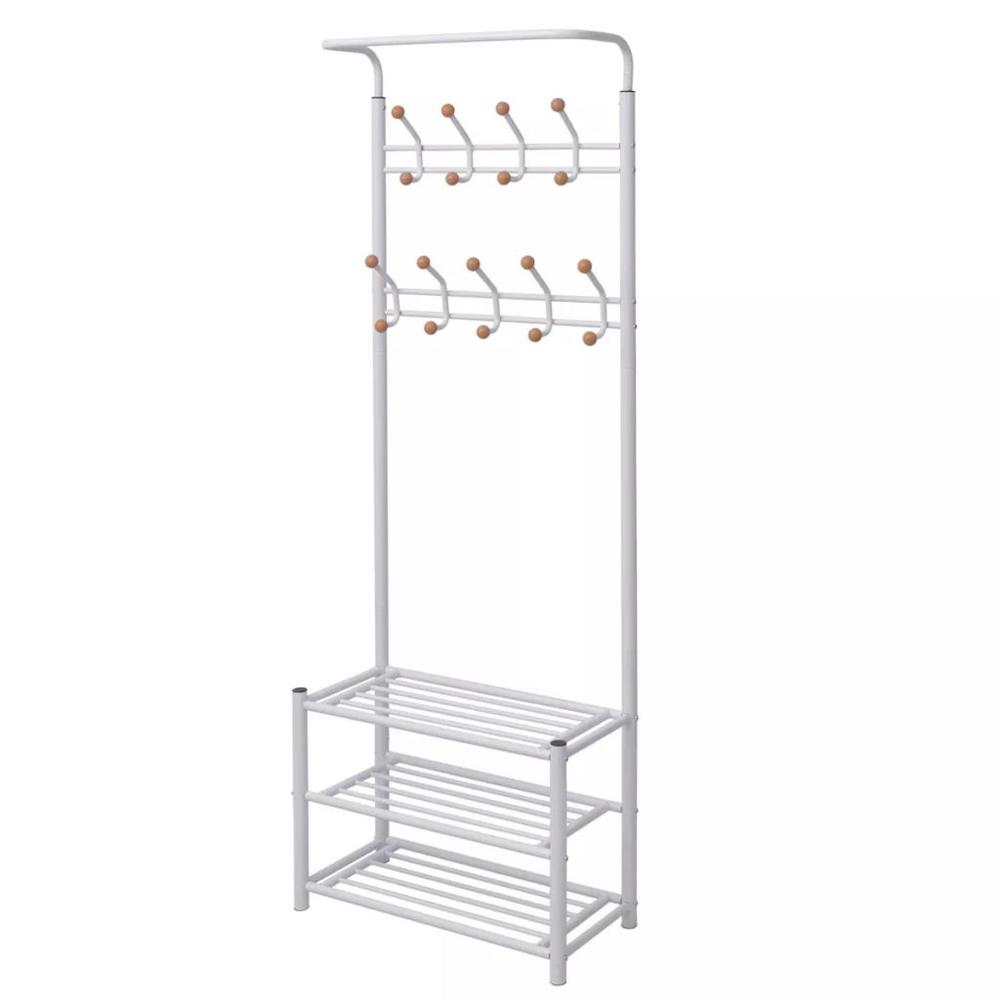 vidaXL Clothes Rack with Shoe Storage 26.8"x12.6"x71.9" White, 243727. Picture 1