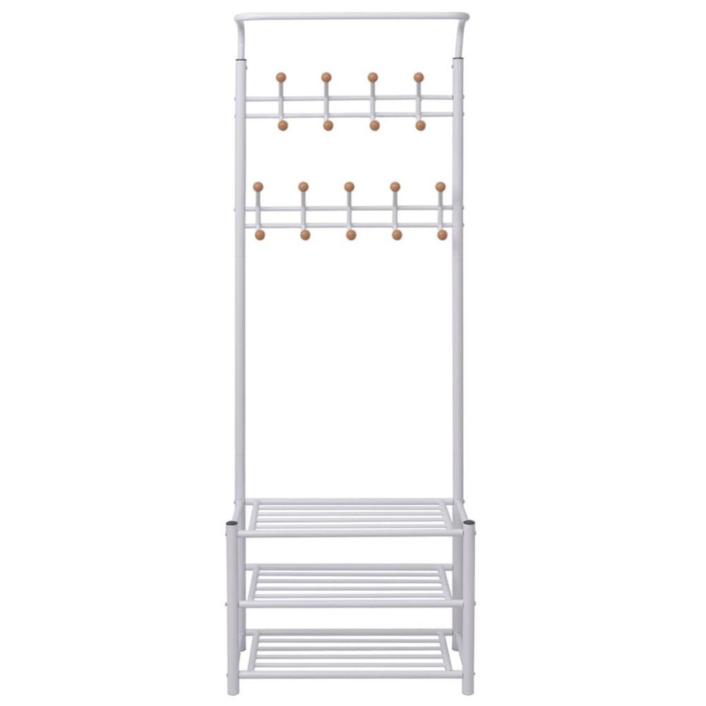 vidaXL Clothes Rack with Shoe Storage 26.8"x12.6"x71.9" White, 243727. Picture 2