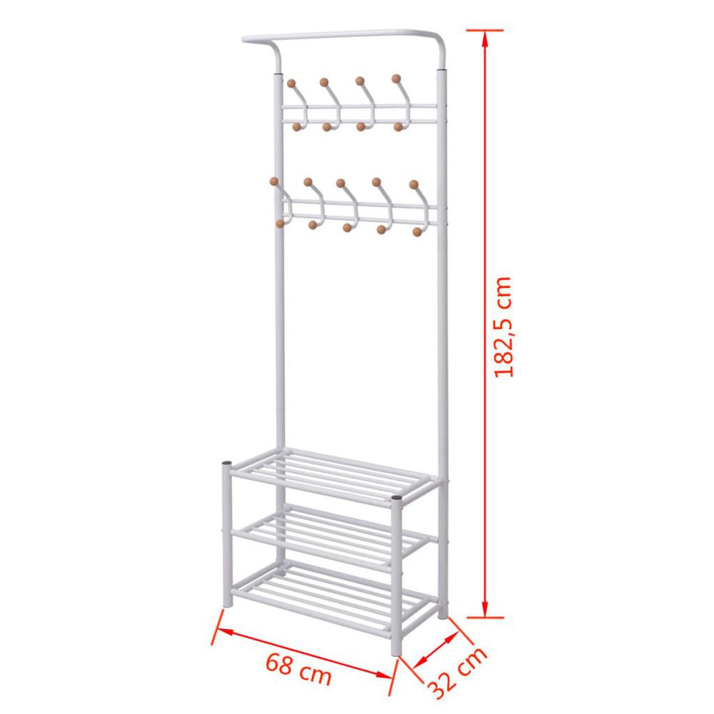 vidaXL Clothes Rack with Shoe Storage 26.8"x12.6"x71.9" White, 243727. Picture 4