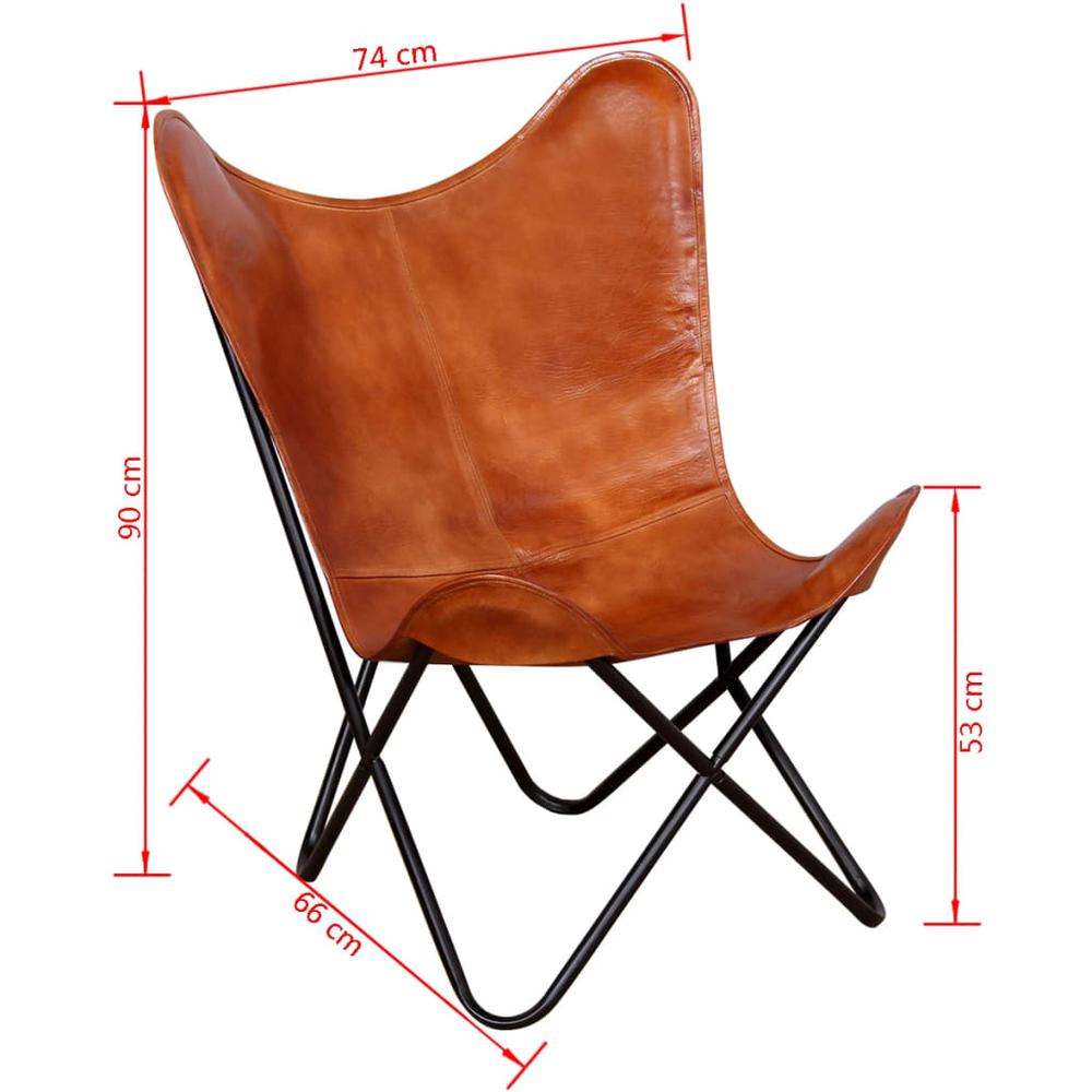 vidaXL Butterfly Chair Brown Real Leather, 243728. Picture 6