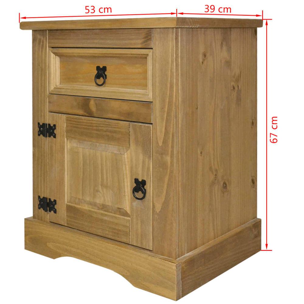 vidaXL Bedside Cabinet Mexican Pine Corona Range 20.9"x15.4"x26.4", 243730. Picture 4