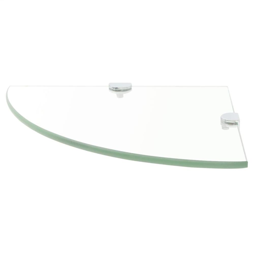 vidaXL Corner Shelf with Chrome Supports Glass Clear 13.8"x13.8", 243853. Picture 2