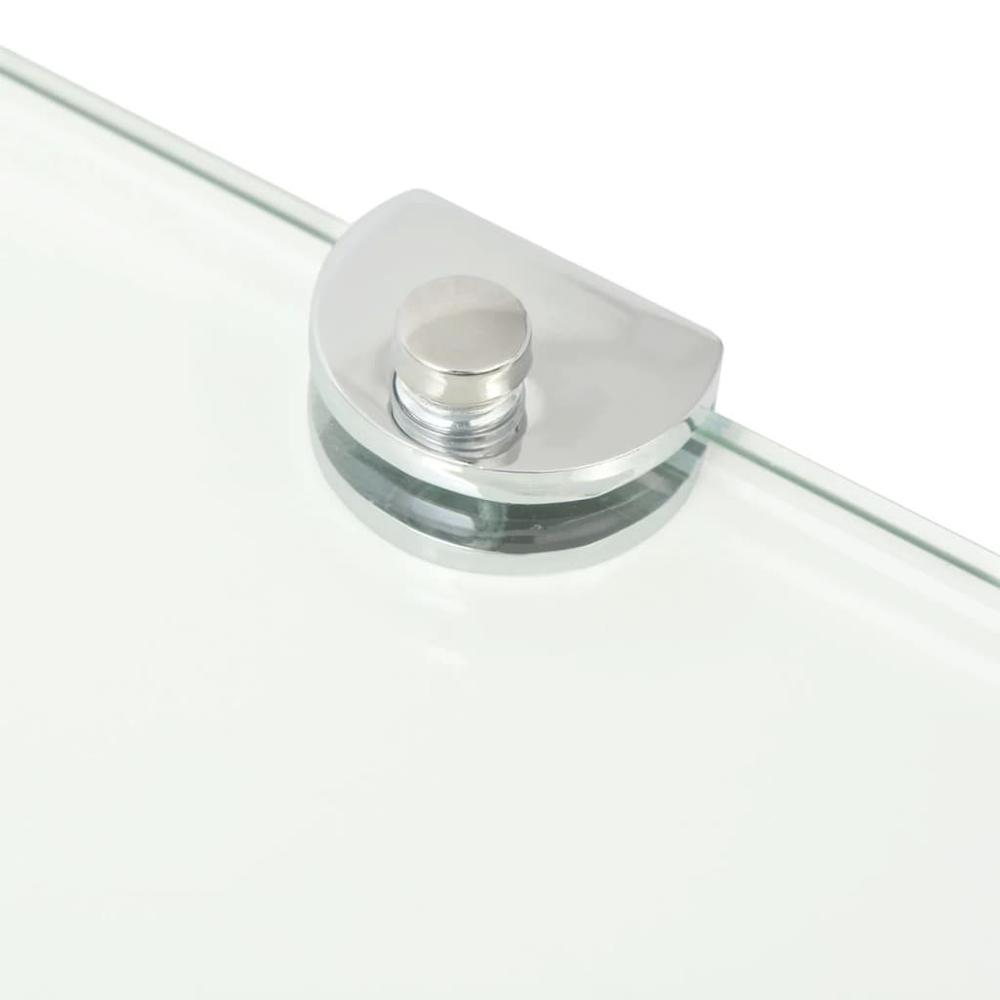 vidaXL Corner Shelf with Chrome Supports Glass Clear 13.8"x13.8", 243853. Picture 5