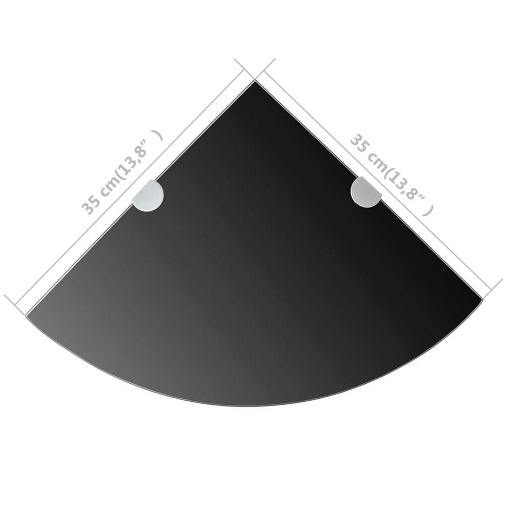 vidaXL Corner Shelf with Chrome Supports Glass Black 13.8"x13.8", 243856. Picture 6
