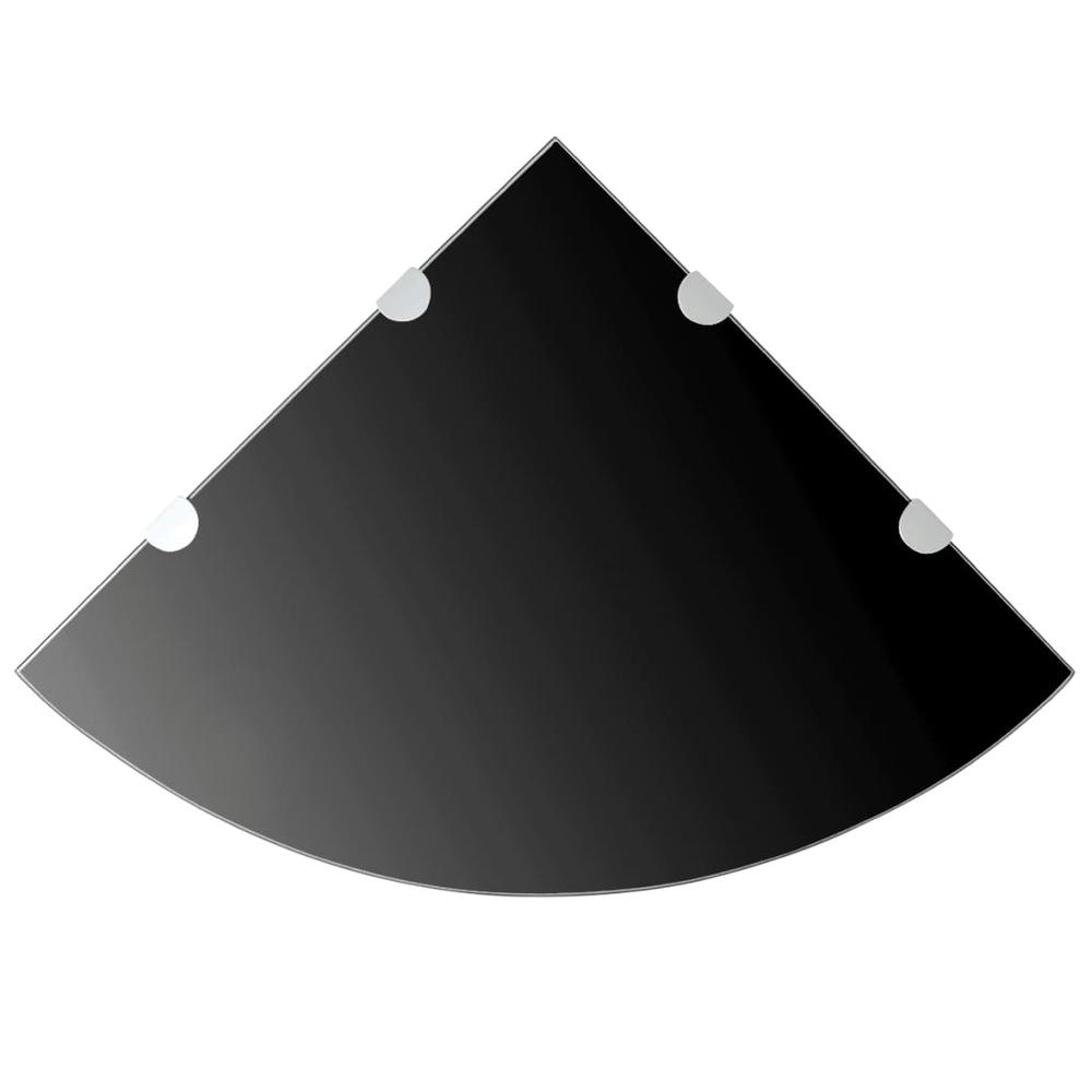 vidaXL Corner Shelf with Chrome Supports Glass Black 17.7"x17.7", 243857. Picture 1