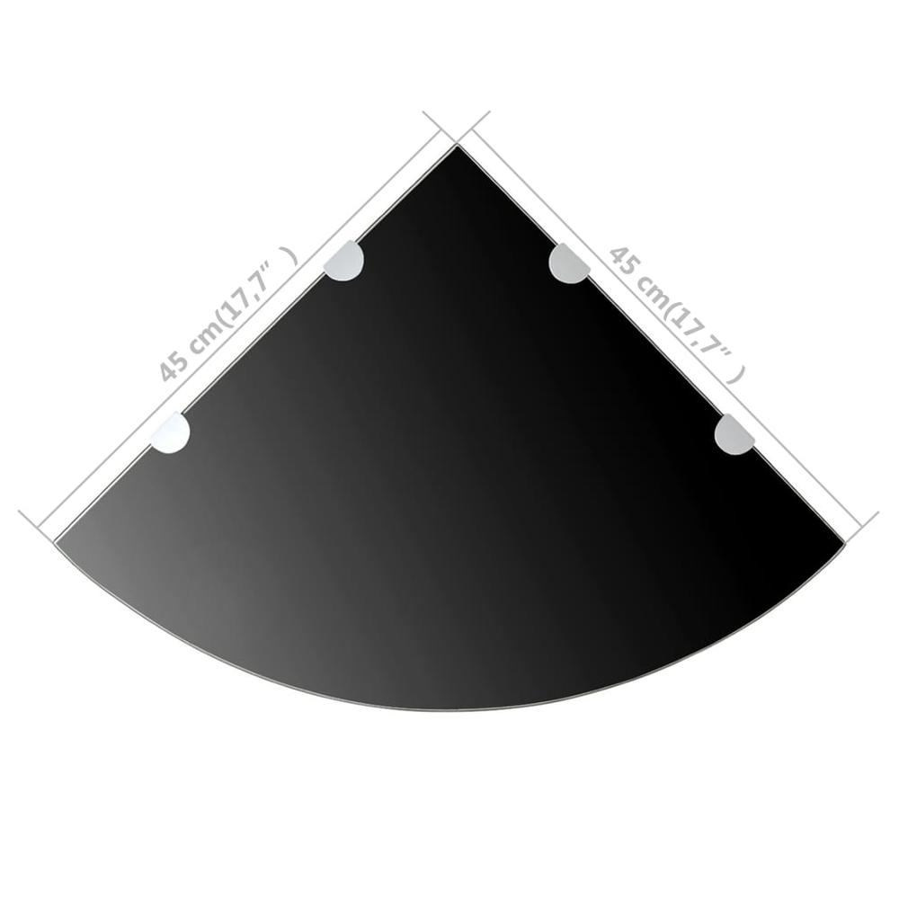 vidaXL Corner Shelf with Chrome Supports Glass Black 17.7"x17.7", 243857. Picture 5
