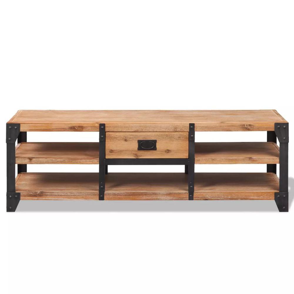 vidaXL TV Stand Solid Acacia Wood 55.1"x15.7"x17.7", 243913. Picture 2