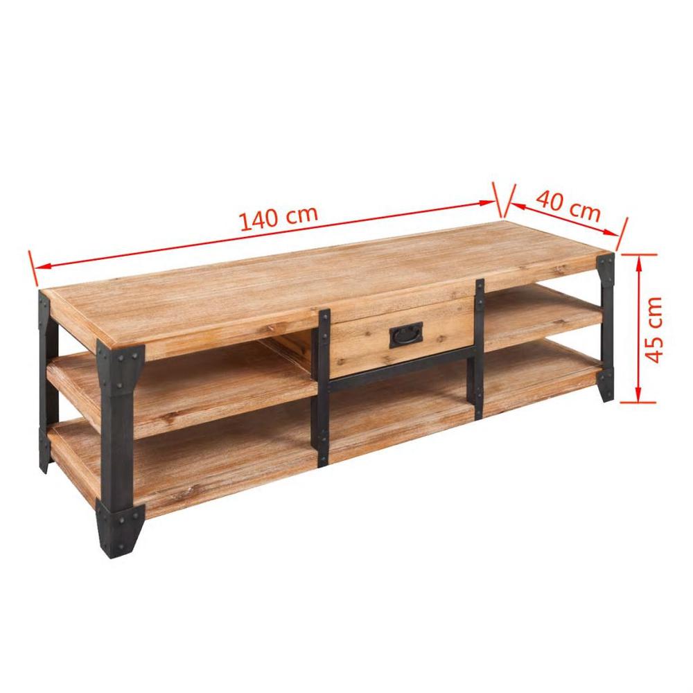 vidaXL TV Stand Solid Acacia Wood 55.1"x15.7"x17.7", 243913. Picture 5