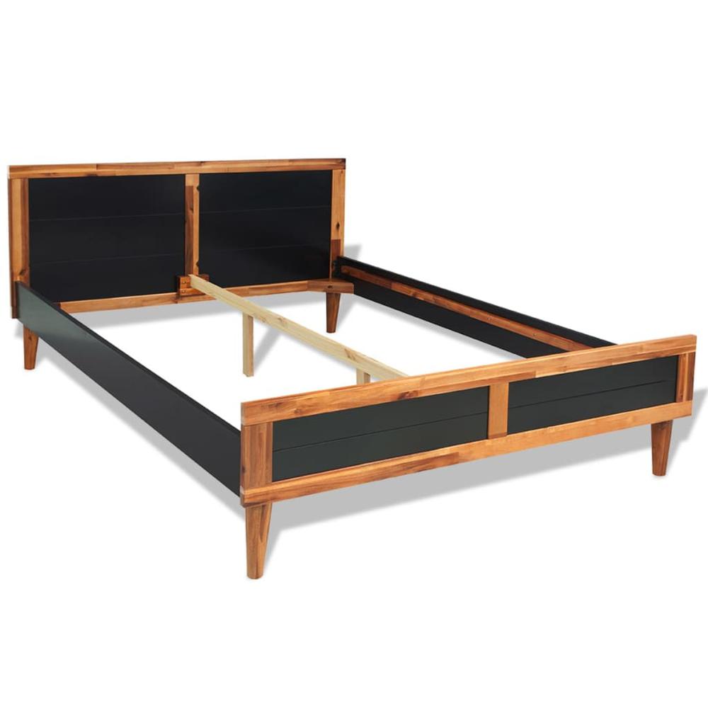 vidaXL Bed Frame Black Solid Acacia Wood 78.7"x55.1", 243916. Picture 1