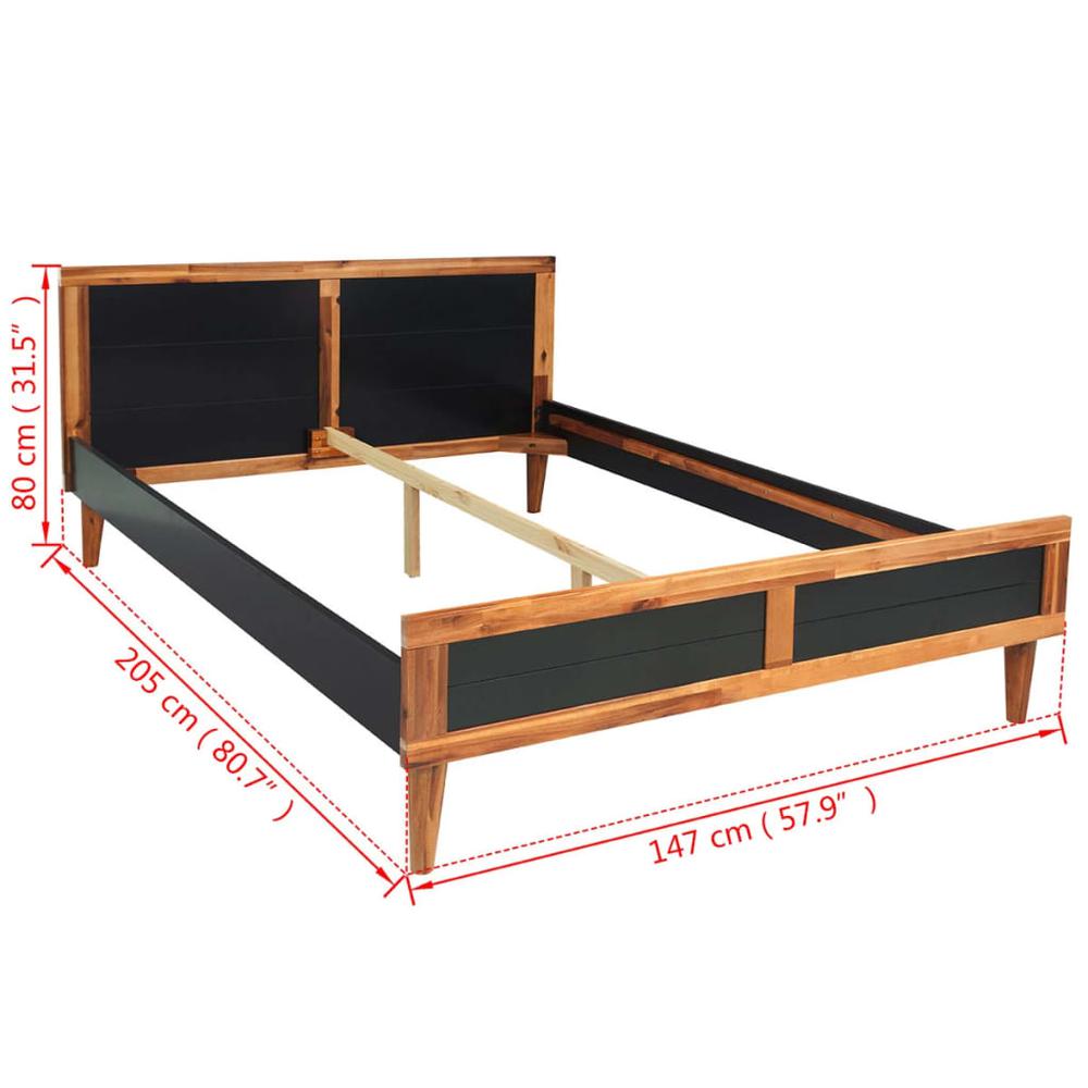 vidaXL Bed Frame Black Solid Acacia Wood 78.7"x55.1", 243916. Picture 6