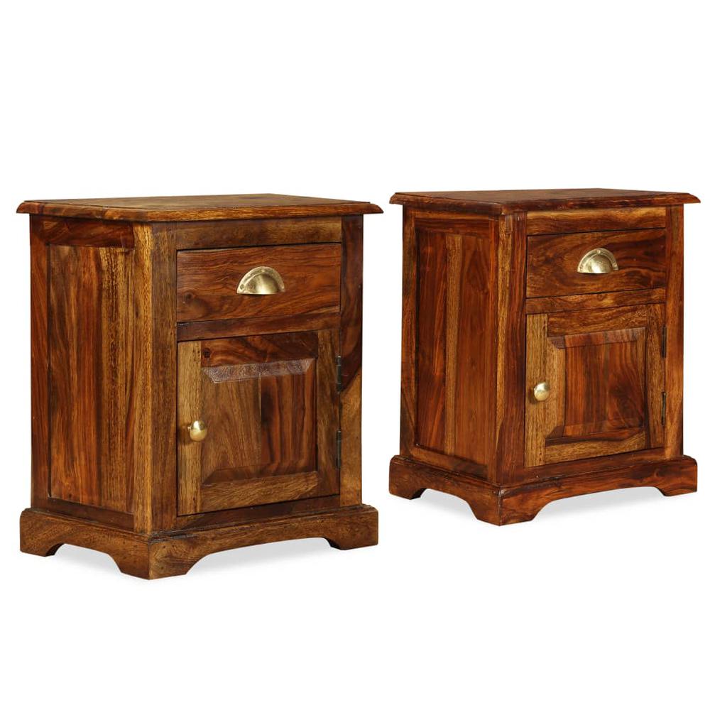 vidaXL Bedside Cabinet 2 pcs 15.7"x11.8"x19.7" Solid Sheesham Wood. Picture 10