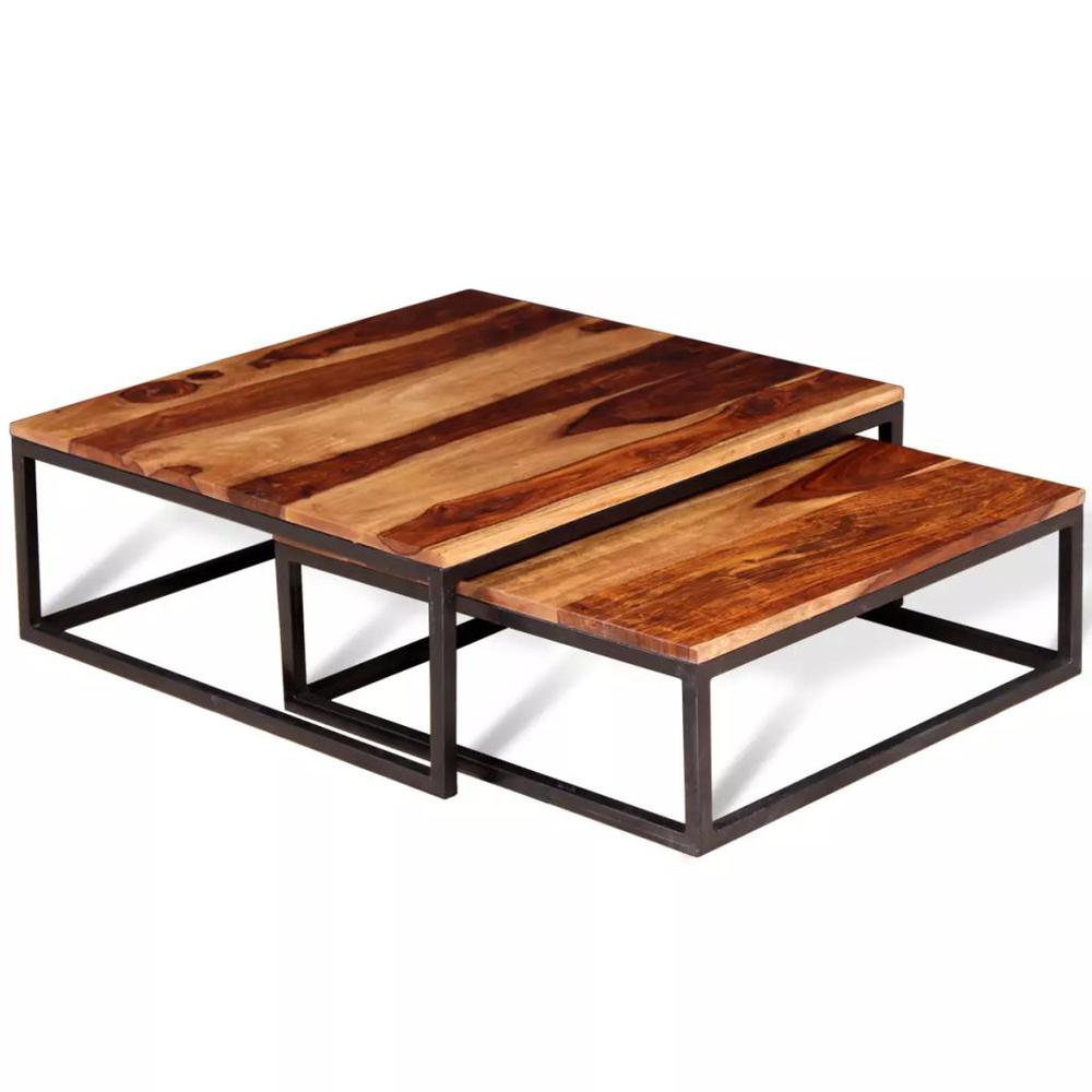 vidaXL Two Piece Nesting Coffee Table Set Solid Sheesham Wood, 243961. Picture 2