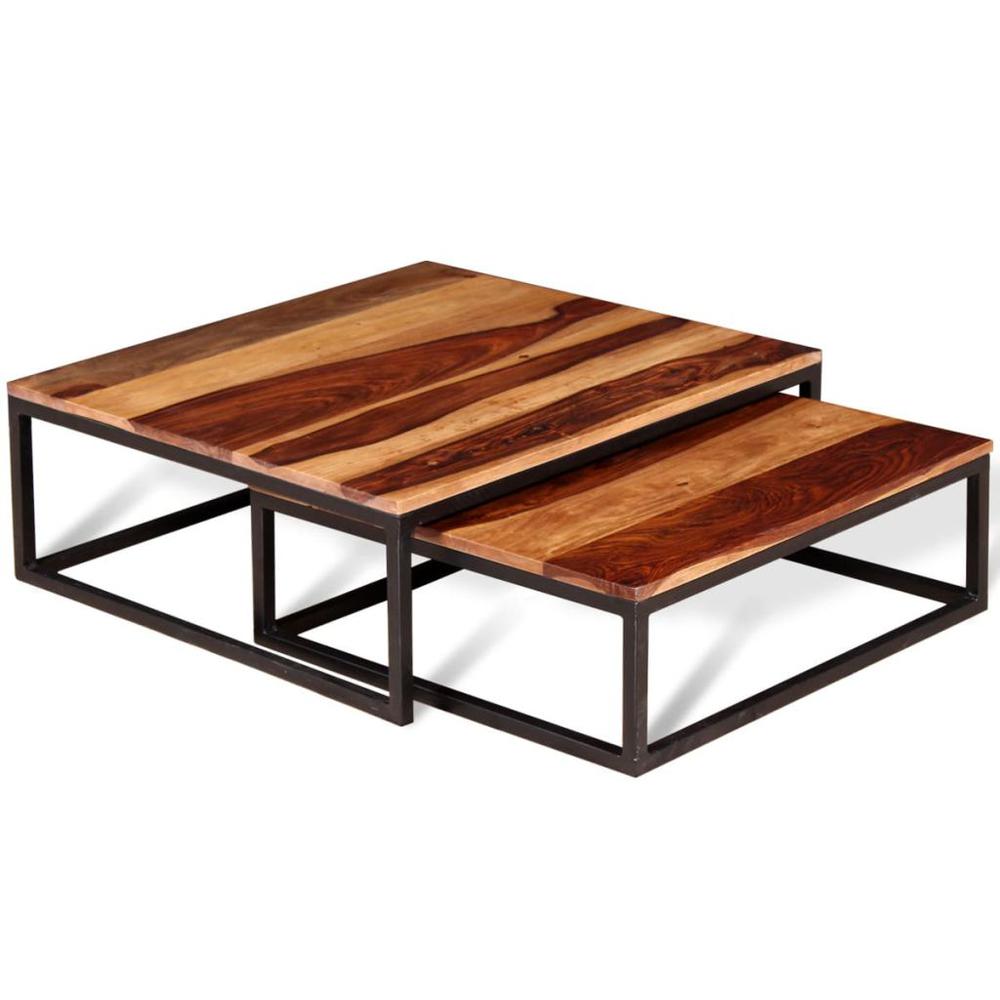 vidaXL Two Piece Nesting Coffee Table Set Solid Sheesham Wood, 243961. Picture 3