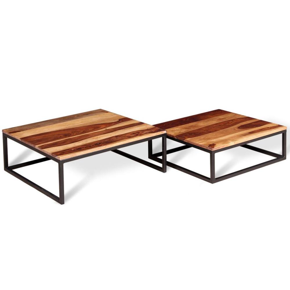 vidaXL Two Piece Nesting Coffee Table Set Solid Sheesham Wood, 243961. Picture 6