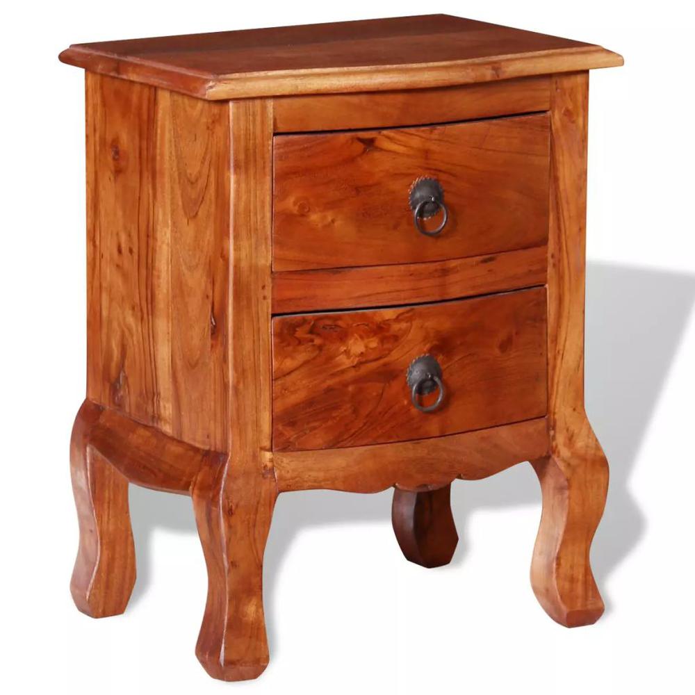 vidaXL Nightstand with Drawers Solid Acacia Wood, 243971. Picture 1