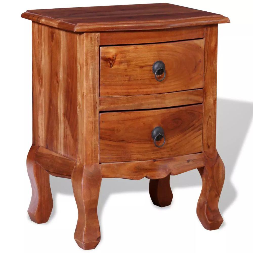 vidaXL Nightstand with Drawers Solid Acacia Wood, 243971. Picture 3