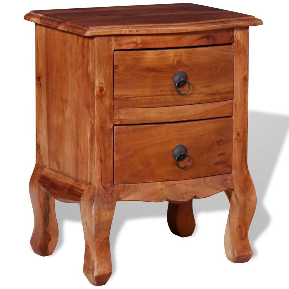 vidaXL Nightstand with Drawers Solid Acacia Wood, 243971. Picture 4